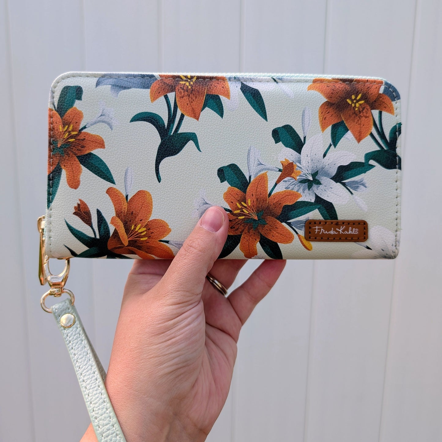 Frida Kahlo Tiger Lily Mint Wristlet