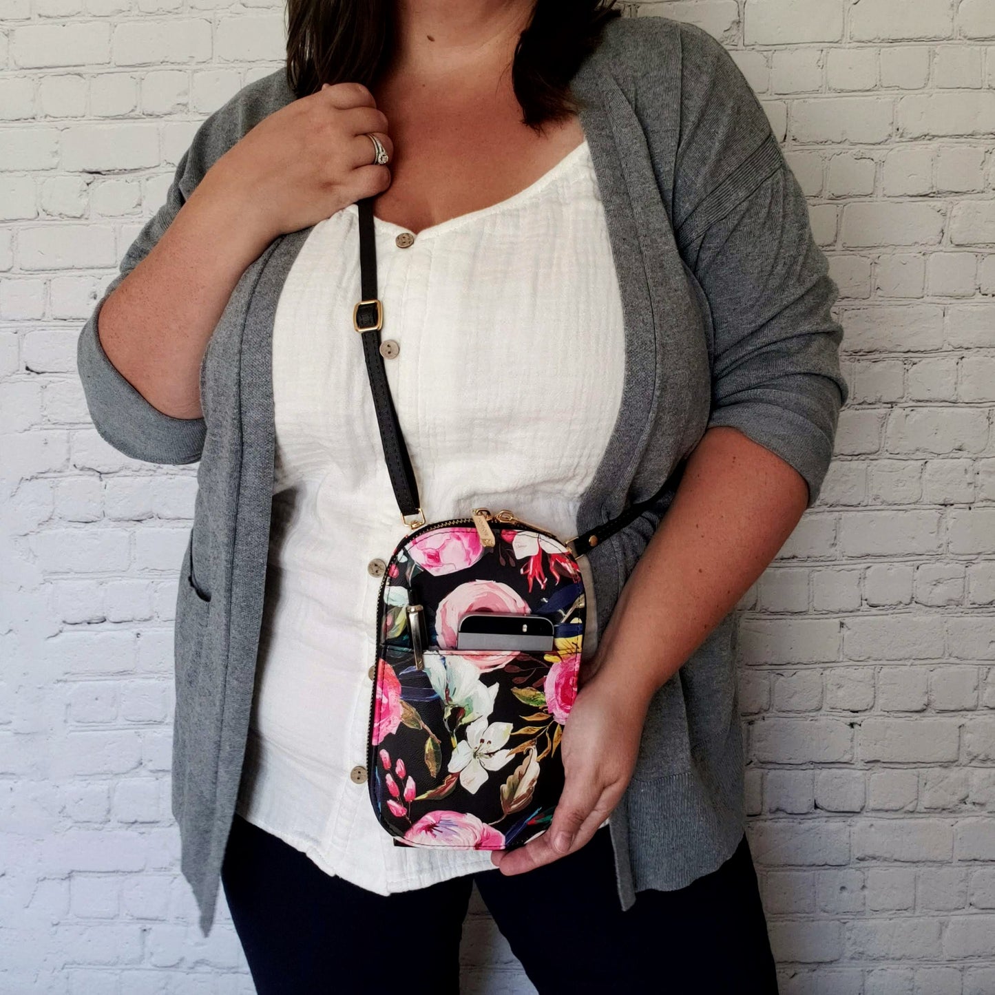 Floral On Black Crossbody