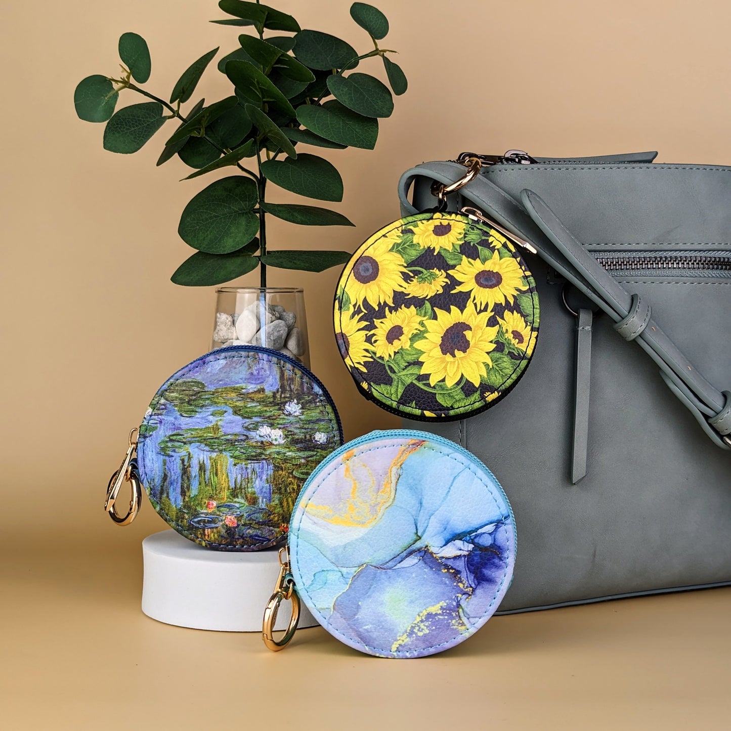 Blue Marble Round Zipper Case