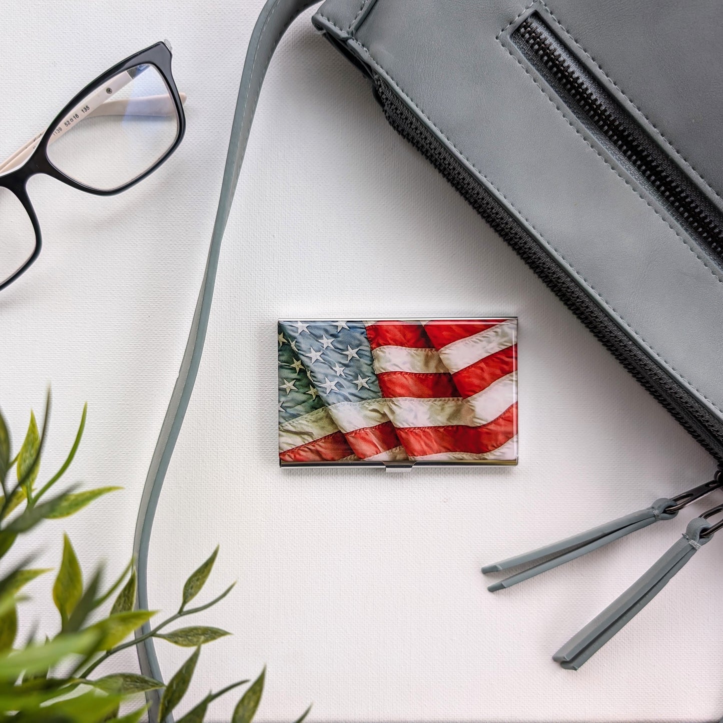 American Flag Stainless Steel Card Case