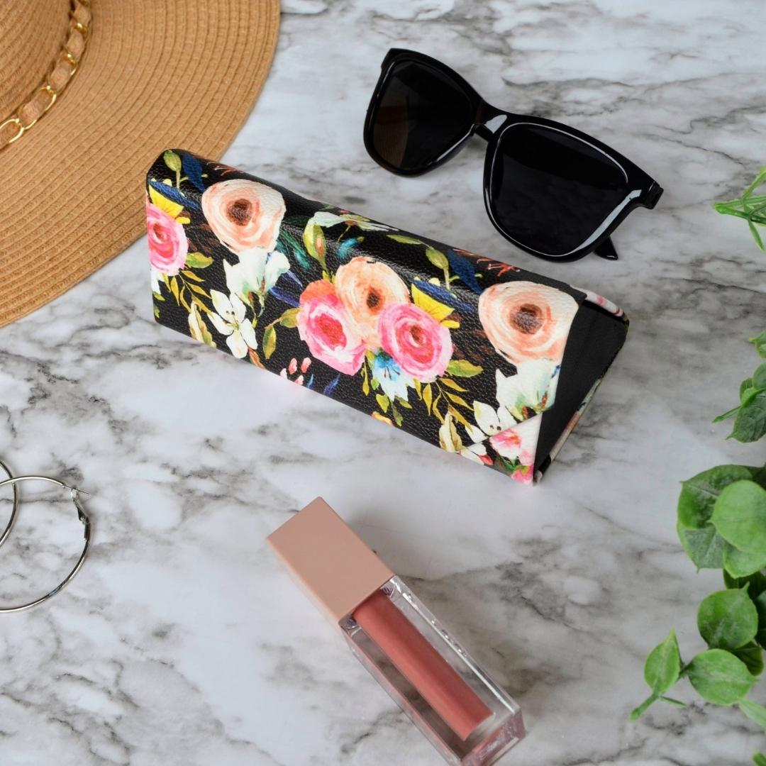 Floral On Black Eye/Sunglass Case