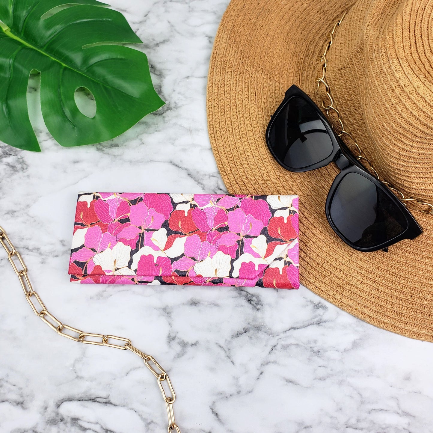 Enameled Orchids Eyeglass Case