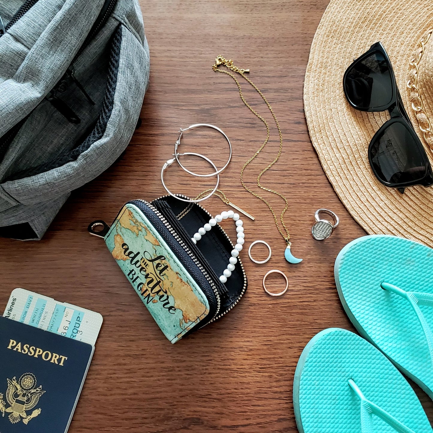 Let Adventure Begin Zipper Wallet