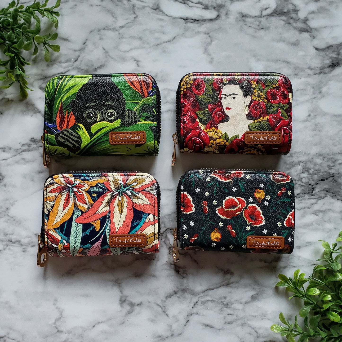 Frida Kahlo Tiger Lily Pattern Zipper Wallet