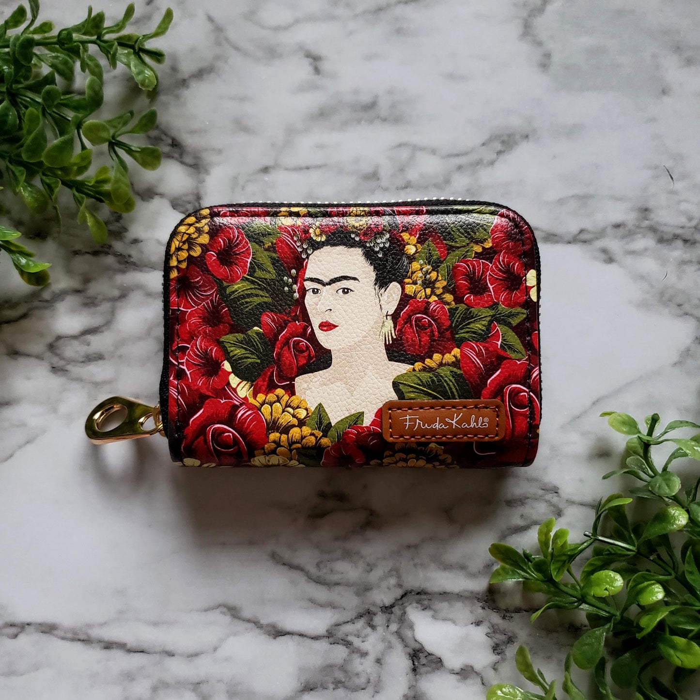 Frida Kahlo Rose Portrait Zipper Wallet