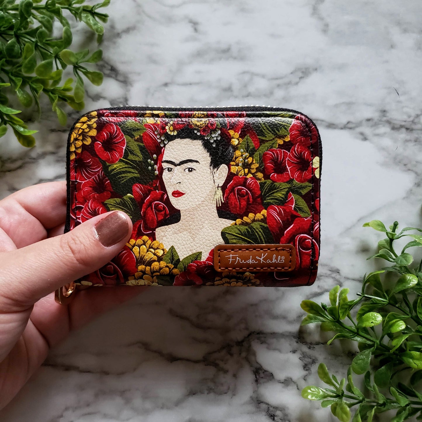 Frida Kahlo Rose Portrait Zipper Wallet