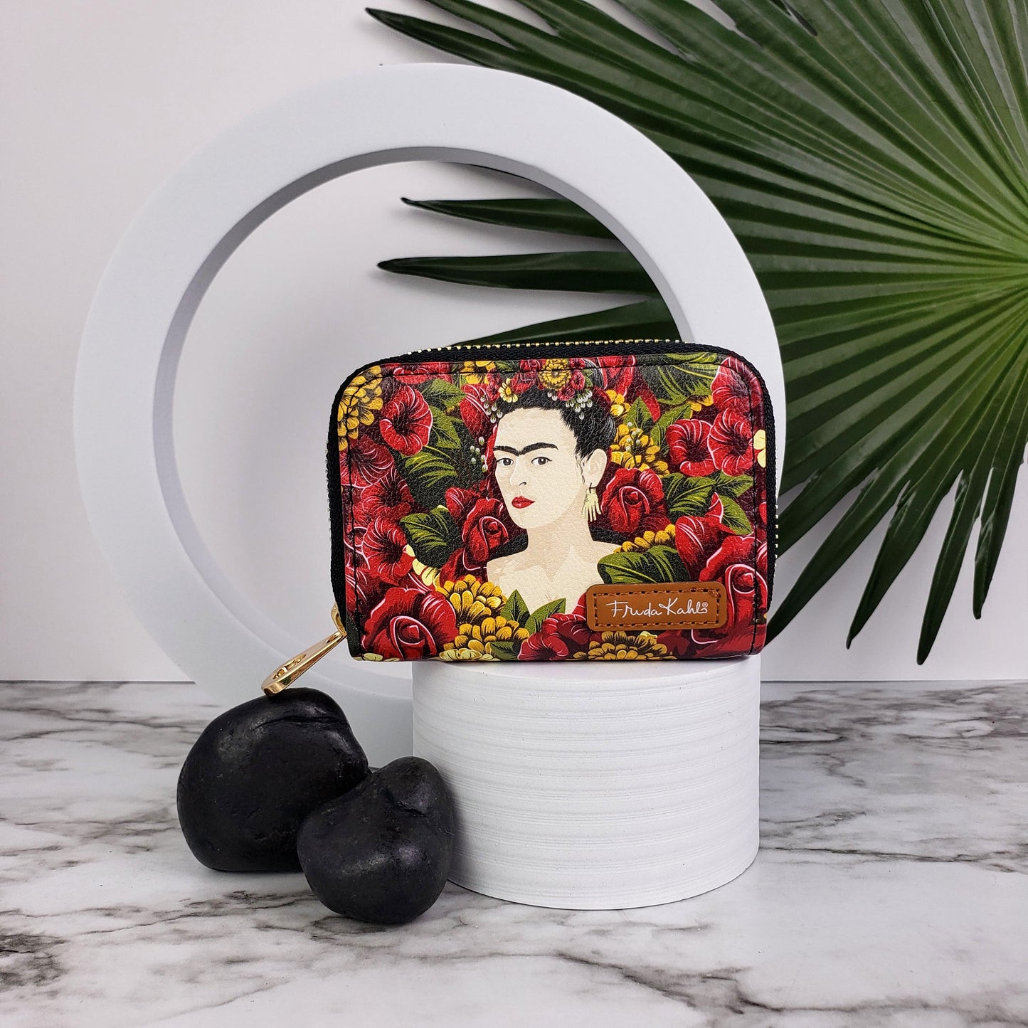 Frida Kahlo Rose Portrait Zipper Wallet