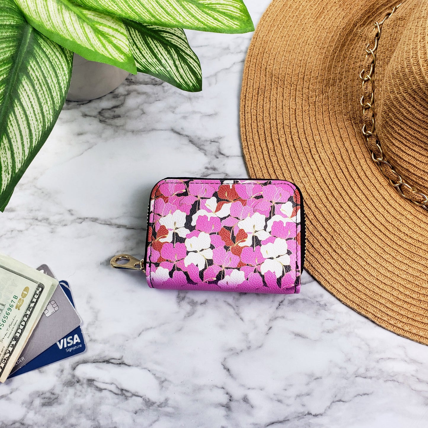 Enameled Orchids Zipper Wallet