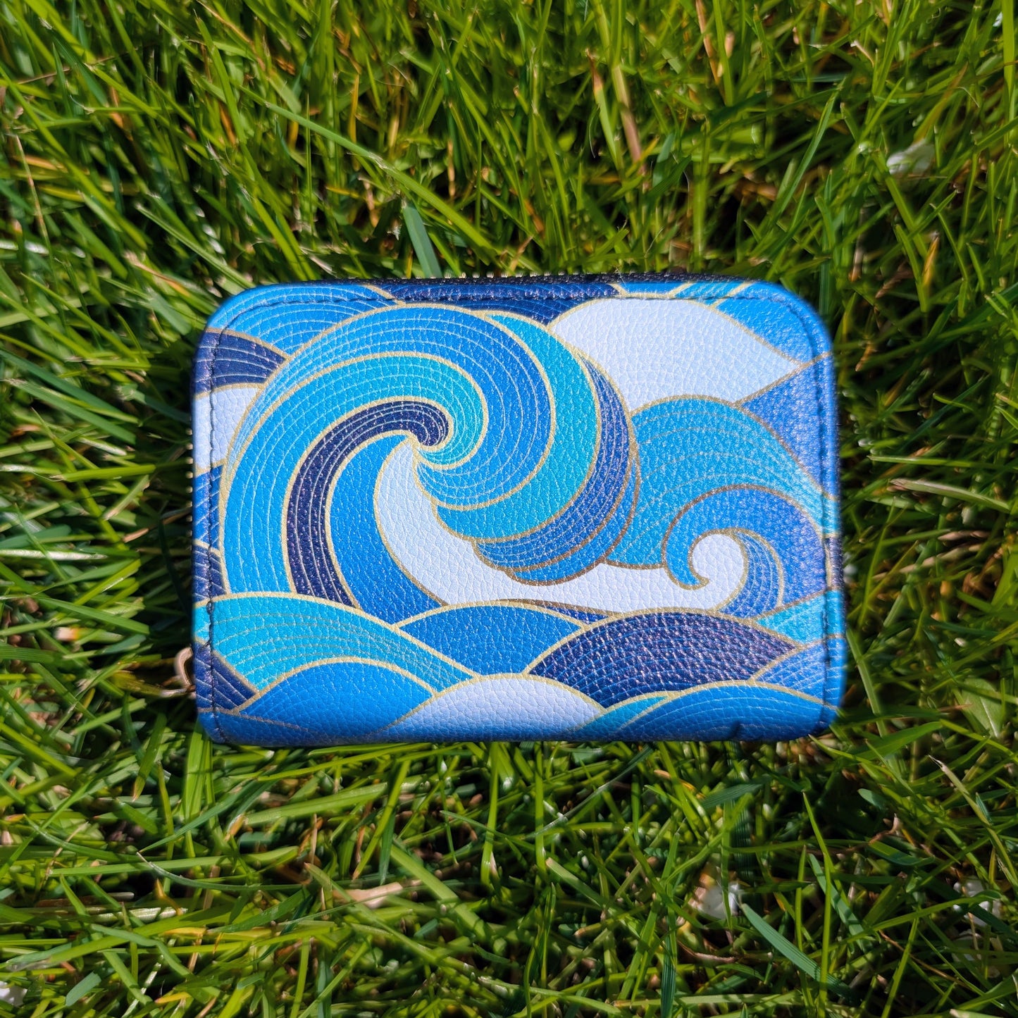 Enameled Wave Zipper Wallet