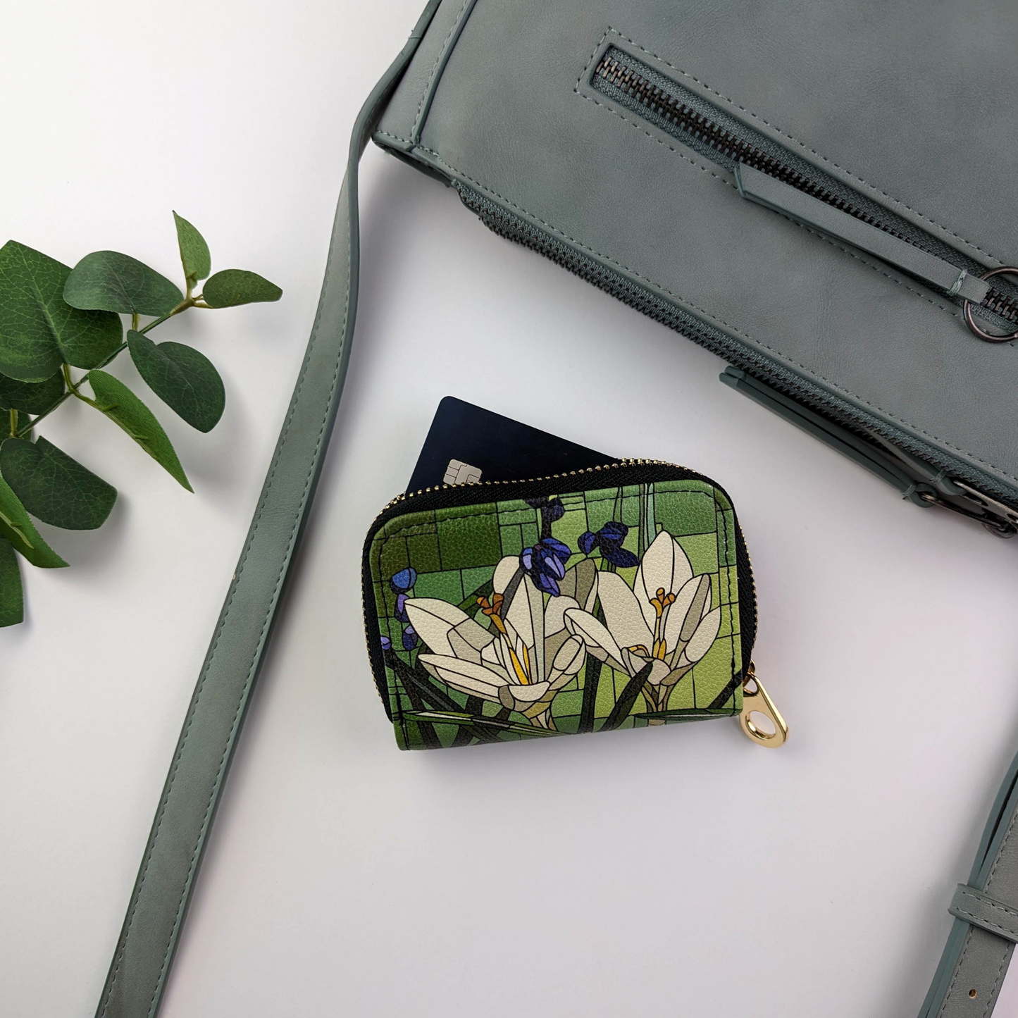 Art Glass Crocus Zipper Wallet