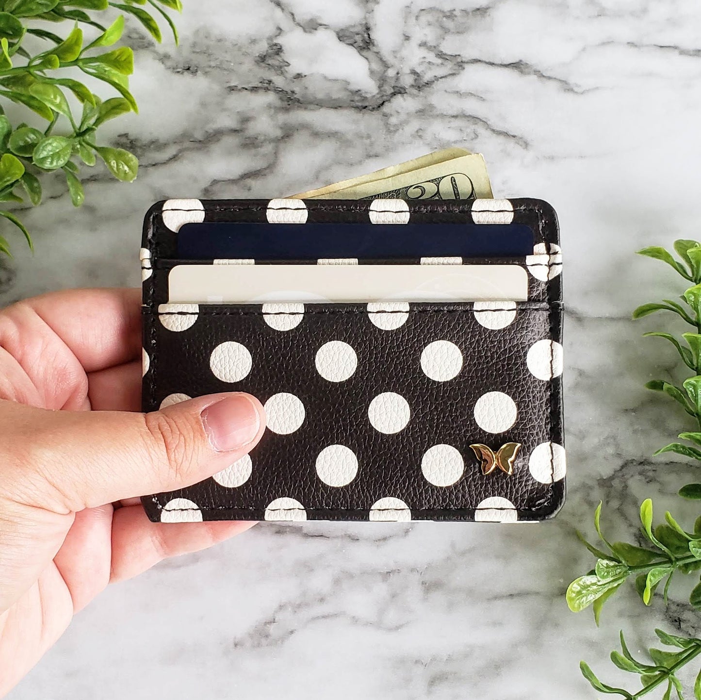 Polka Dot Black/White Slim Wallet