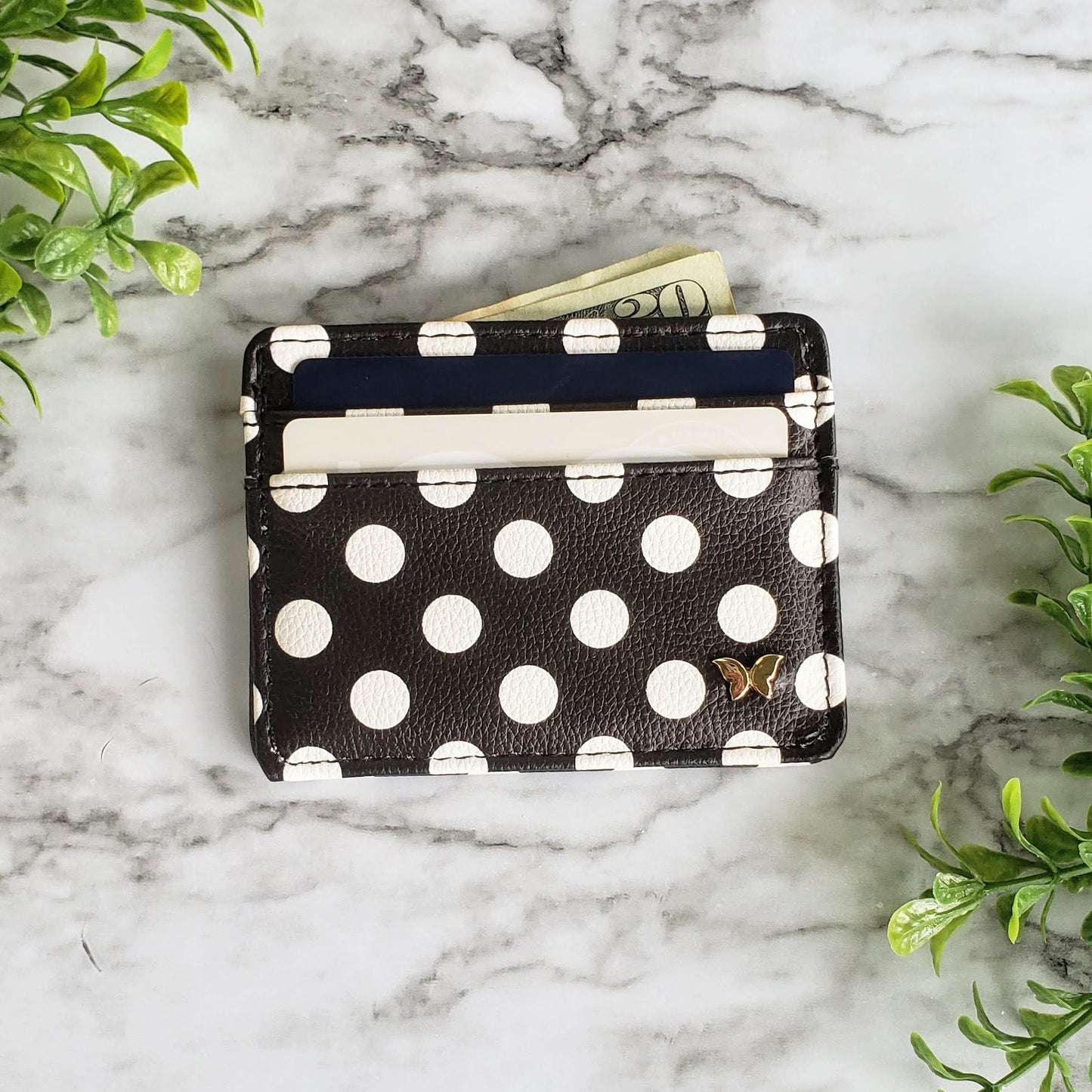 Polka Dot Black/White Slim Wallet