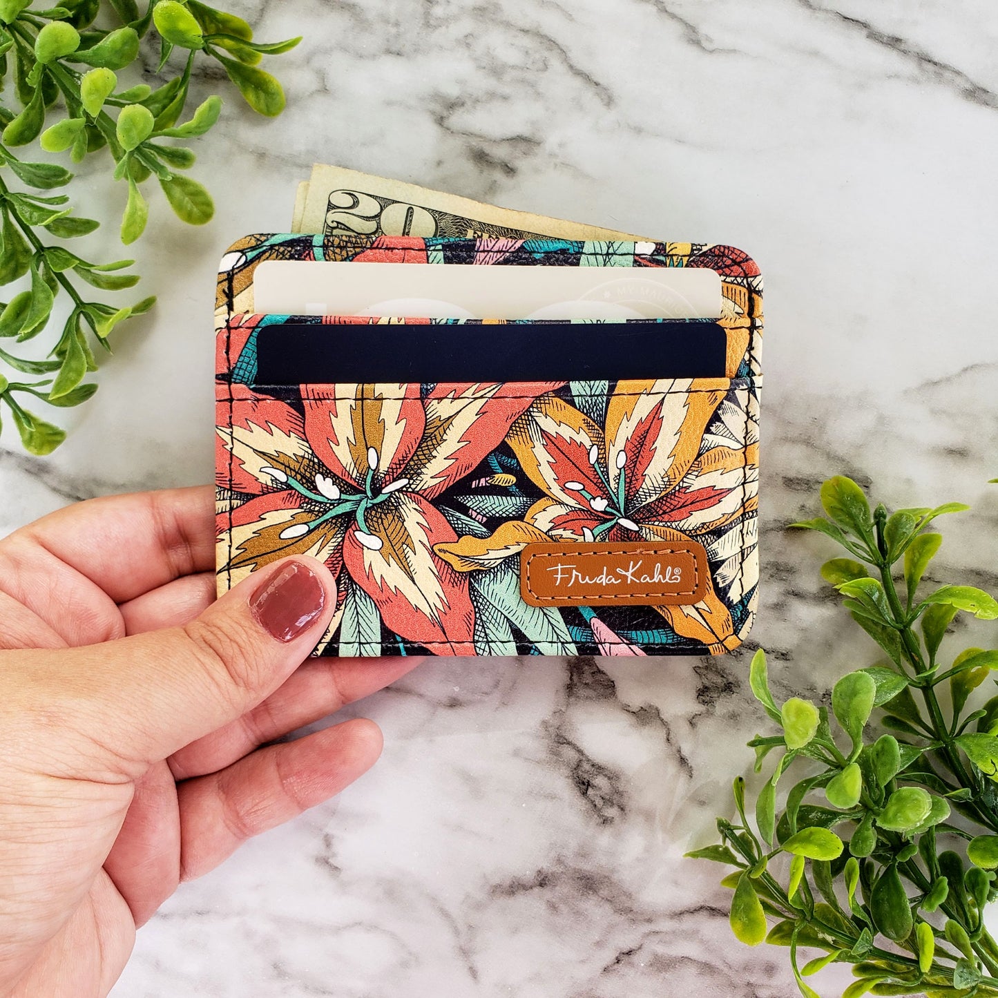 Frida Kahlo Tiger Lily Pattern Slim Wallet