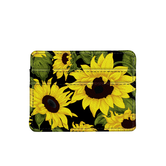 Sunflower On Black Slim Wallet