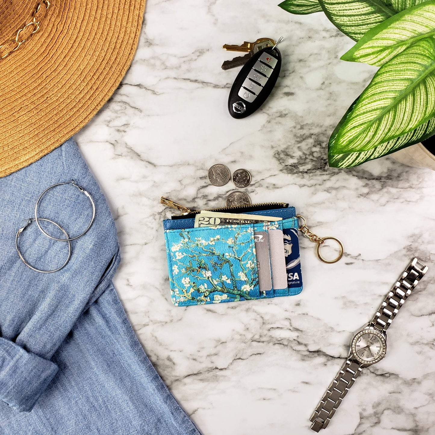 Van Gogh Almond Blossoms Keychain Wallet