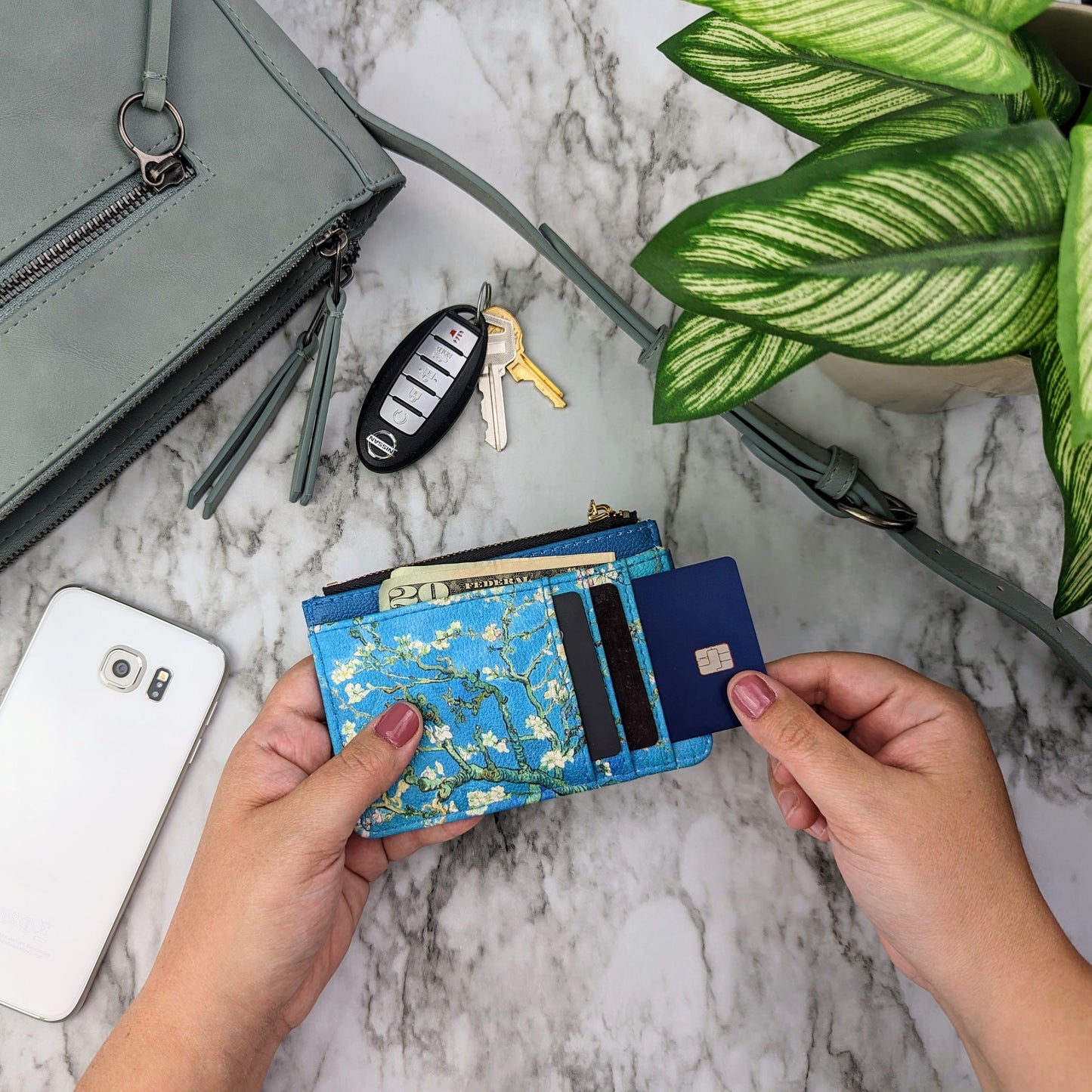 Van Gogh Almond Blossoms Keychain Wallet