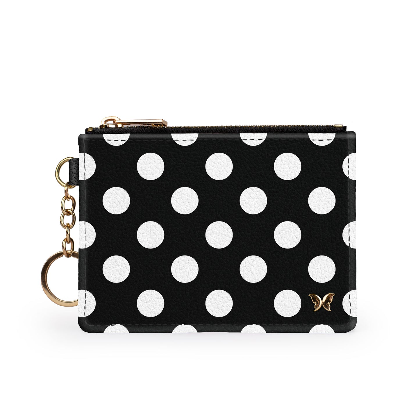 Polka Dot Black/White Keychain Wallet