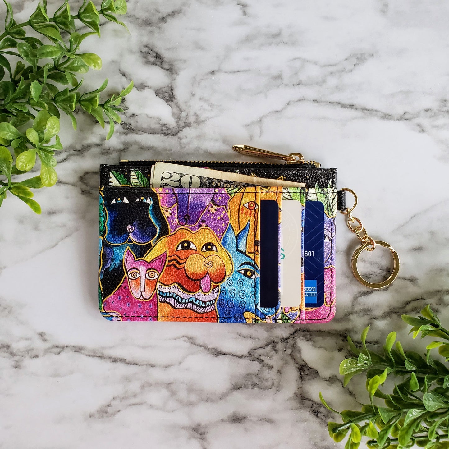 Laurel Burch Dogs and Doggies Keychain Wallet