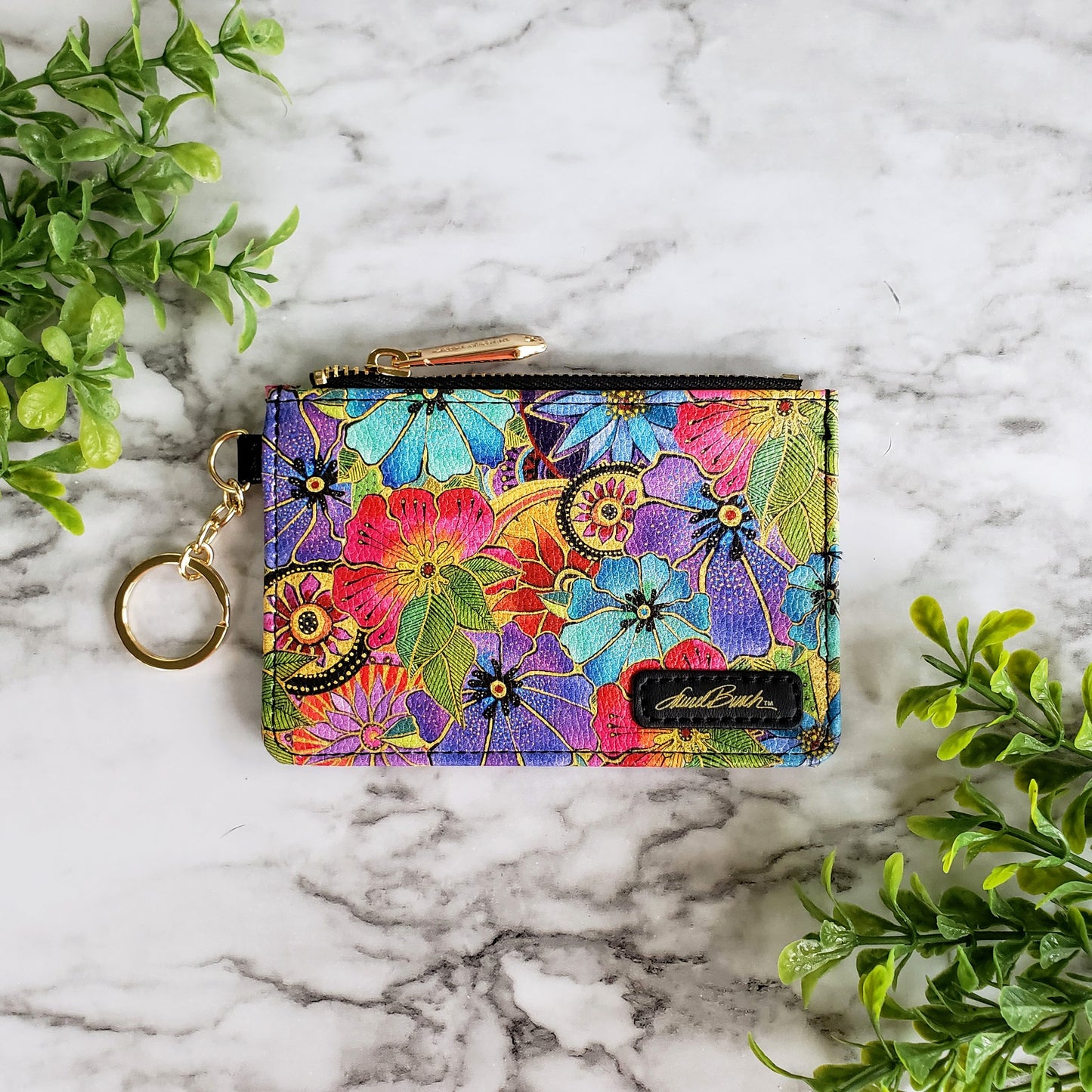 Laurel Burch Blossoming Floral Keychain Wallet