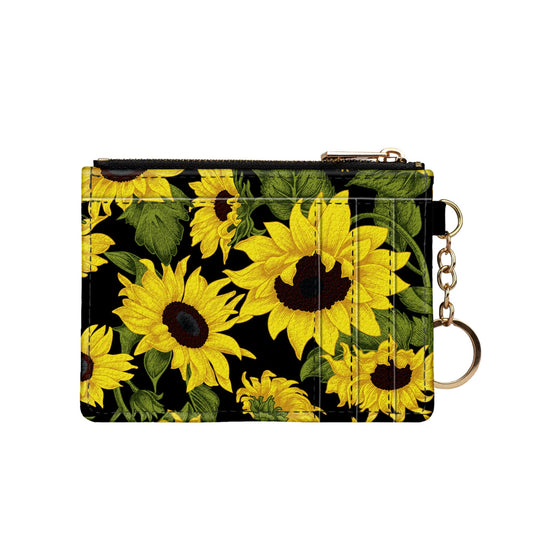 🎁 Sunflower On Black Keychain Wallet (100% off)