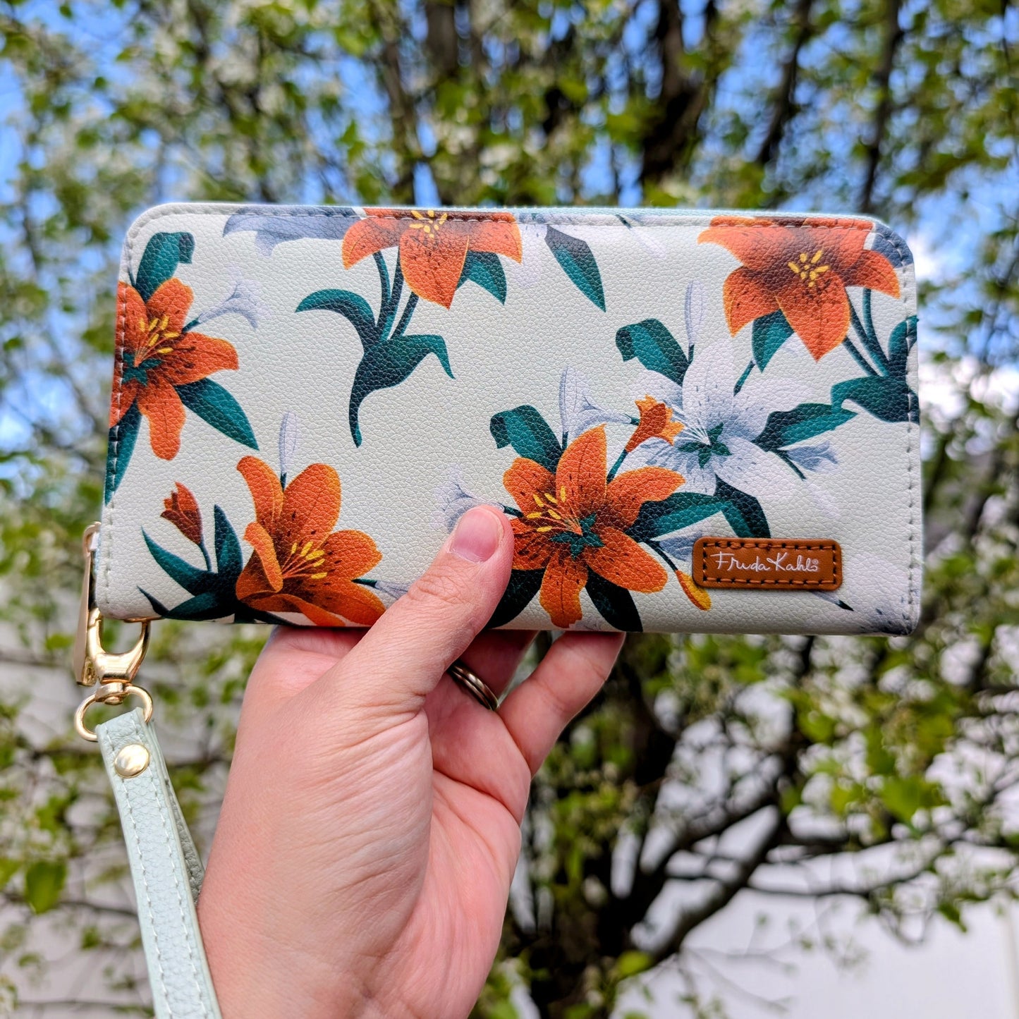 Frida Kahlo Tiger Lily Mint Wristlet