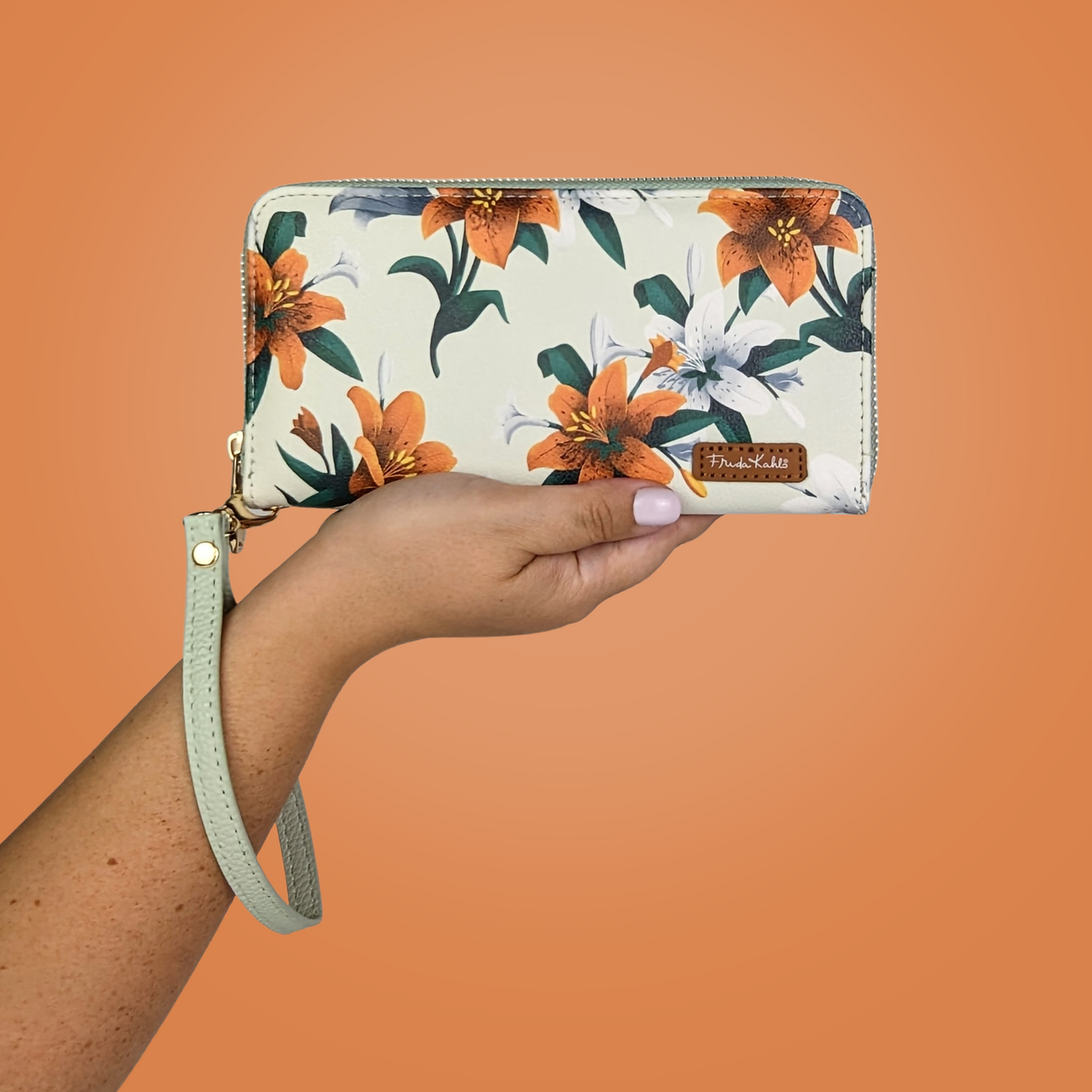 Frida Kahlo Tiger Lily Mint Wristlet