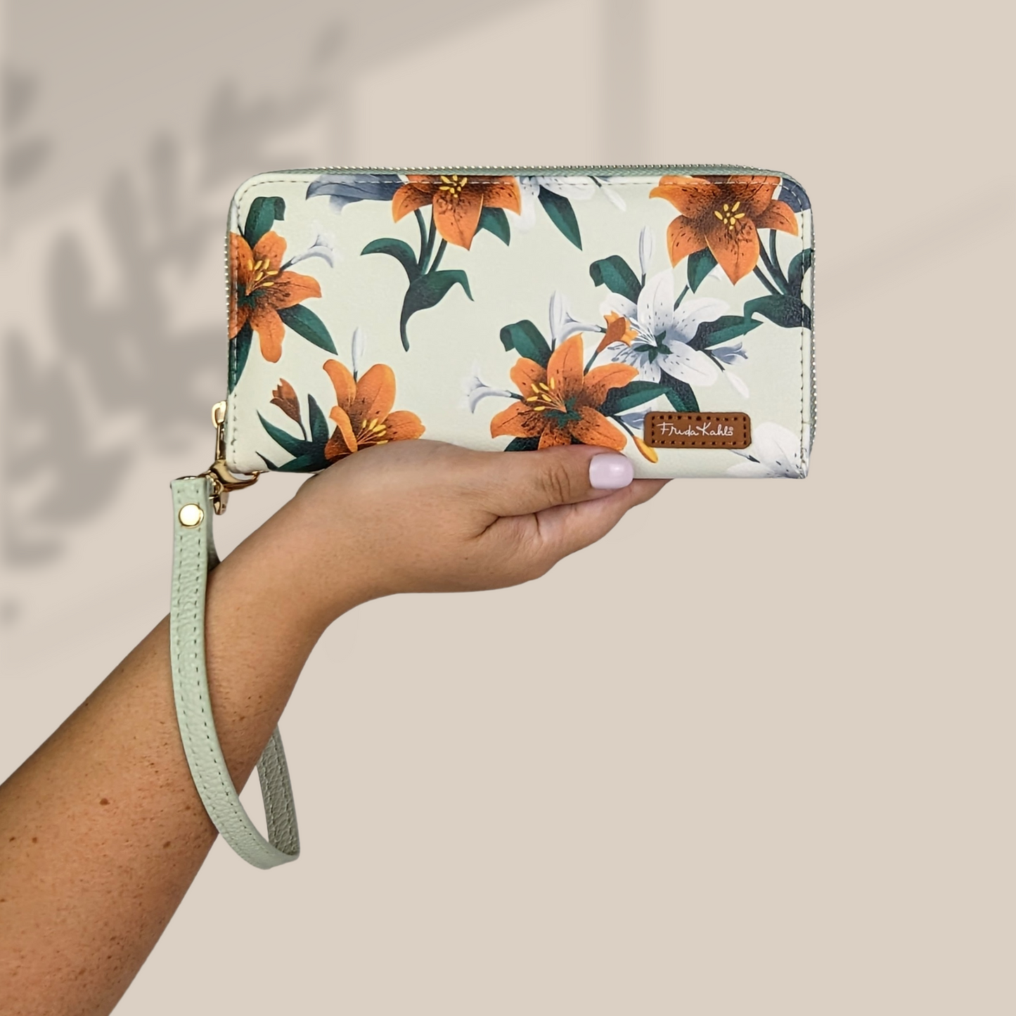 Frida Kahlo Tiger Lily Mint Wristlet