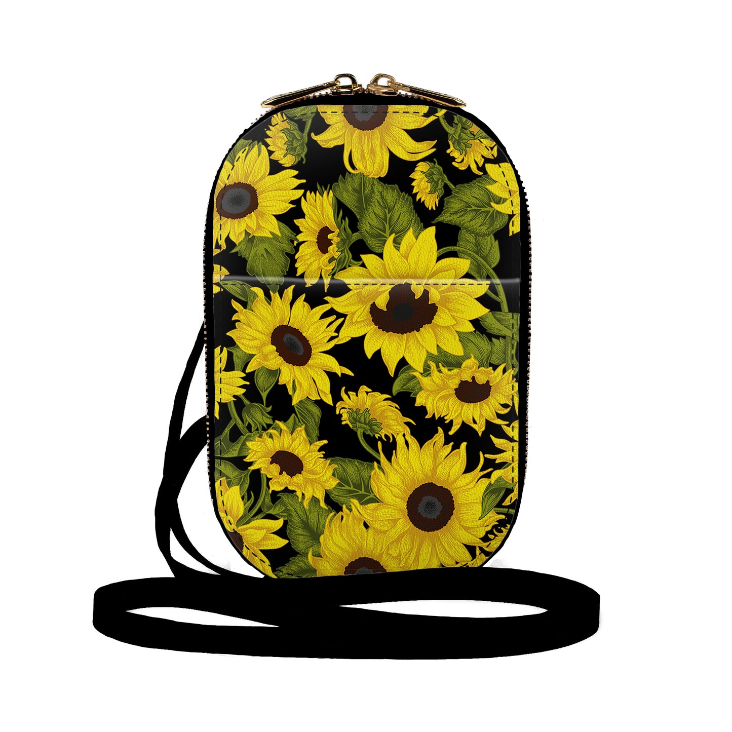 Sunflower On Black Crossbody