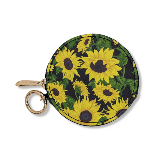 Sunflower on Black Round Zipper Case