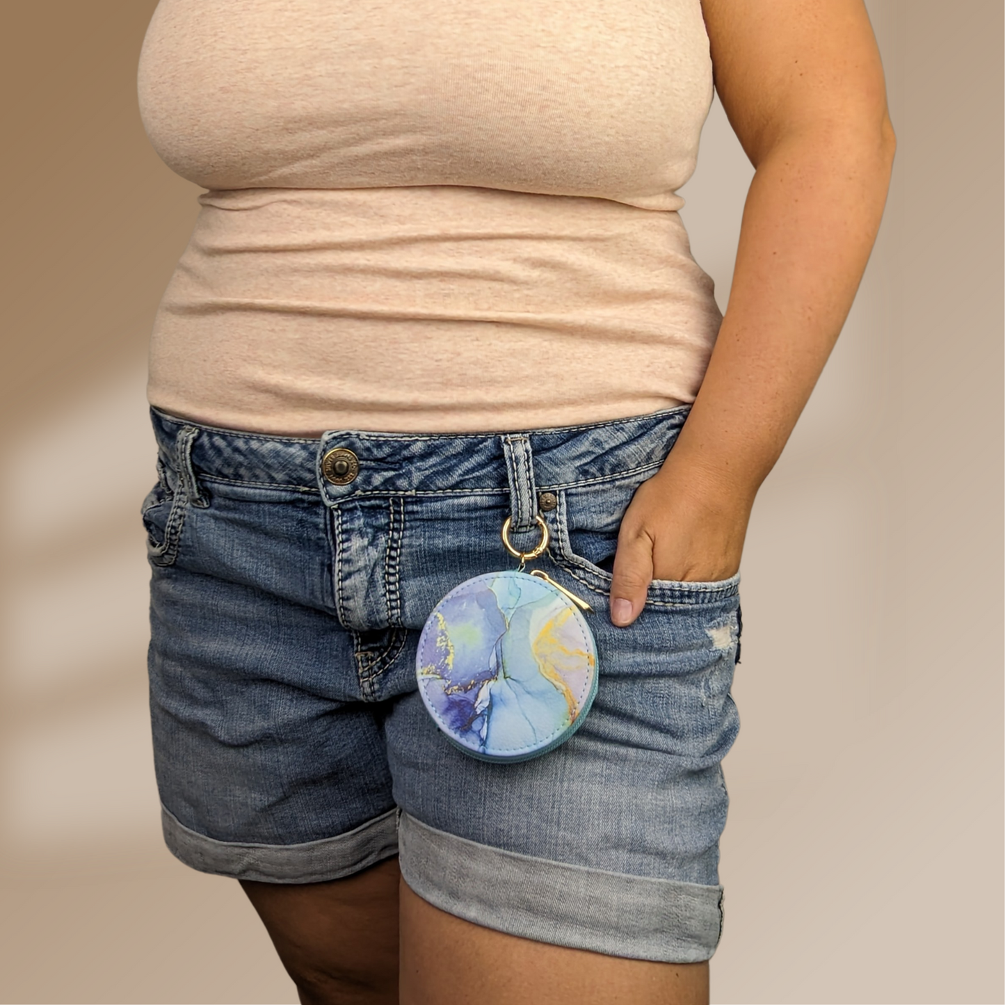 Blue Marble Round Zipper Case
