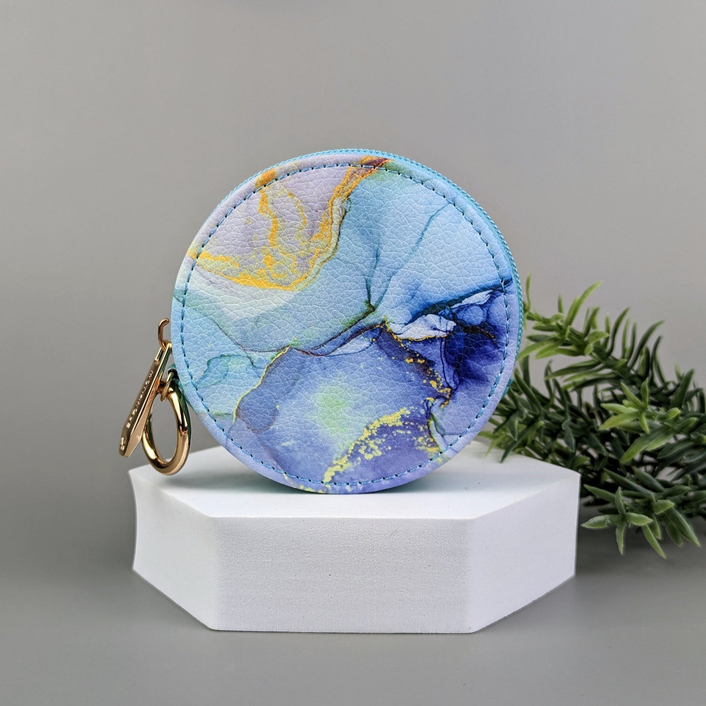 Blue Marble Round Zipper Case