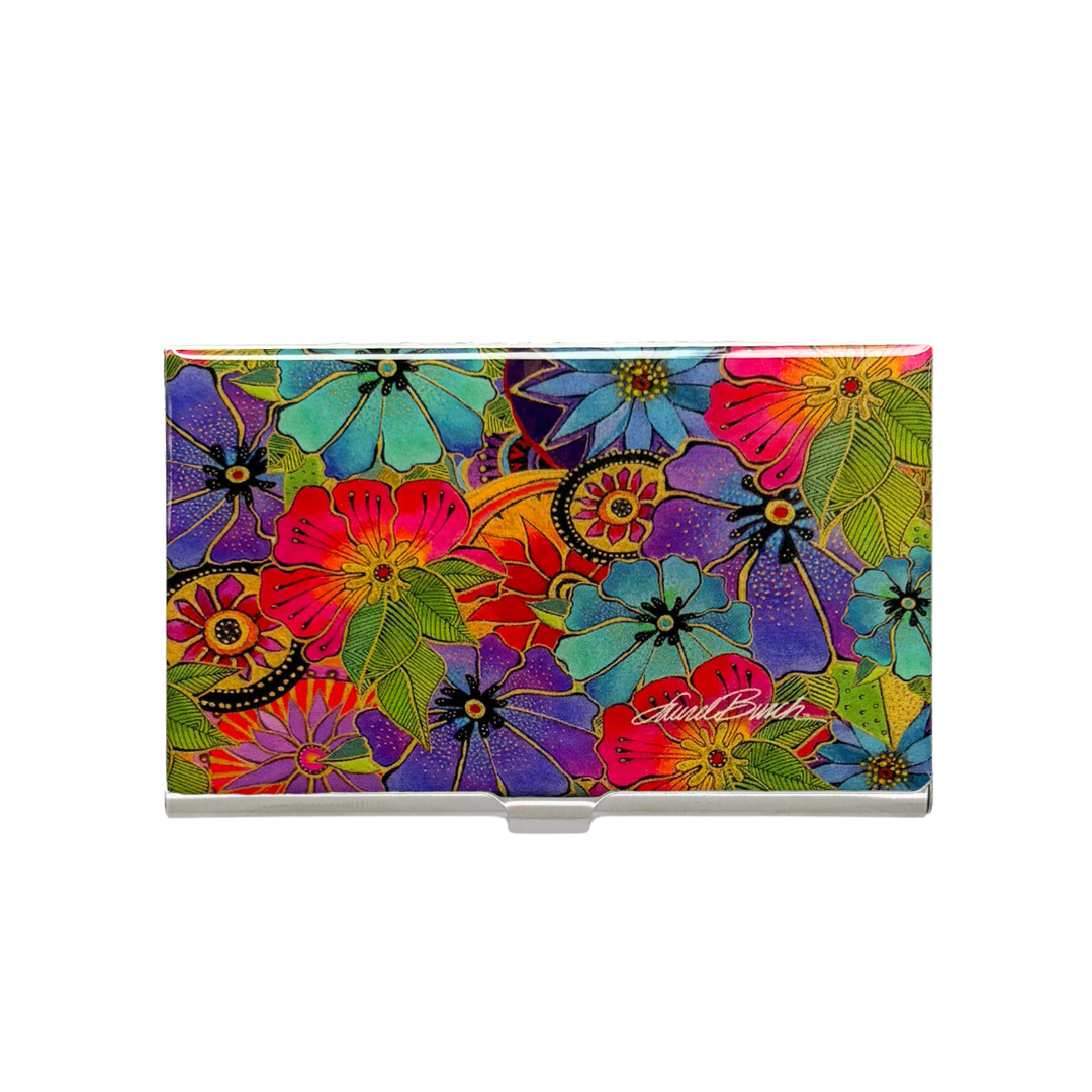 Laurel Burch Blossoming Florals Stainless Steel Card Case