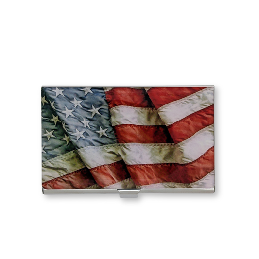 American Flag Stainless Steel Card Case