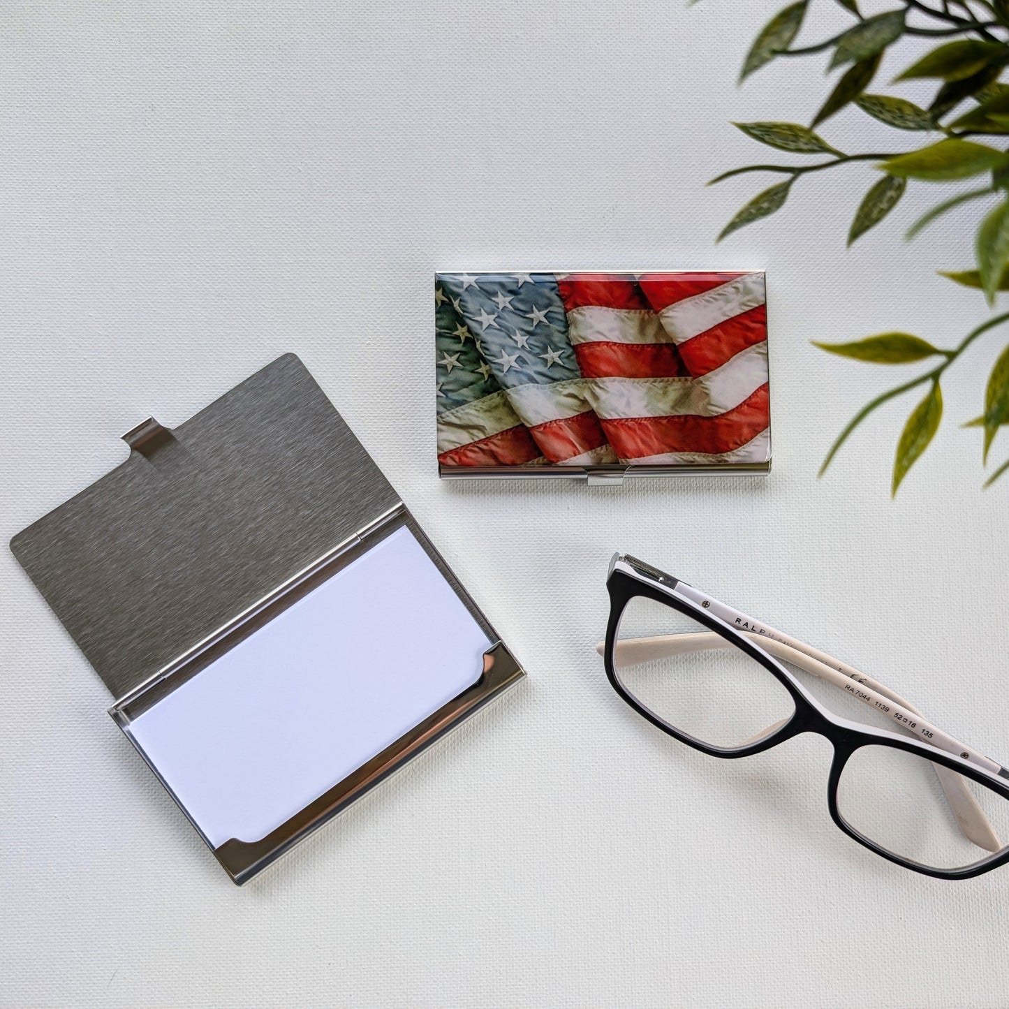 American Flag Stainless Steel Card Case