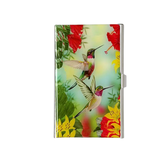 Hummingbird Red Stainless Steel Card Case